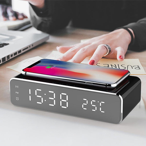 LED Digital Alarm Clock with Wireless Charger - WFH Outpost WFH Outpost